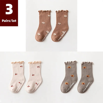 3 Pairs Anti-Slip Cotton Baby Socks