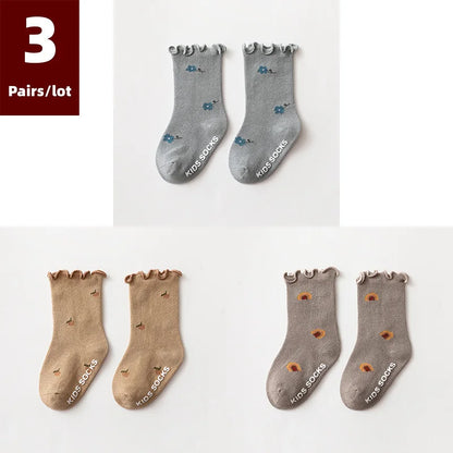 3 Pairs Anti-Slip Cotton Baby Socks