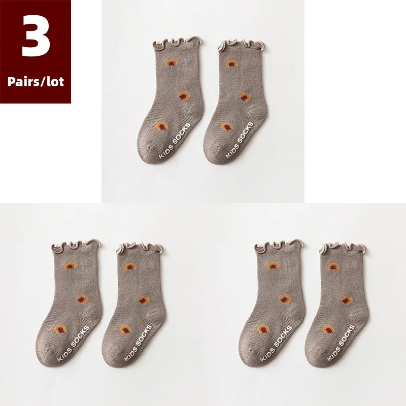 3 Pairs Anti-Slip Cotton Baby Socks