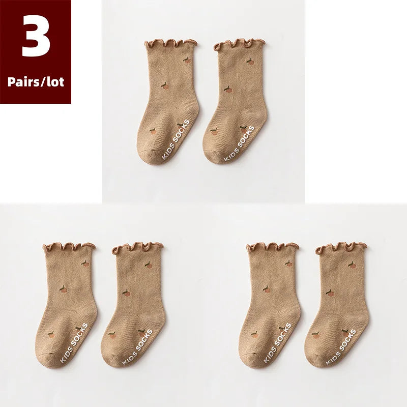 3 Pairs Anti-Slip Cotton Baby Socks