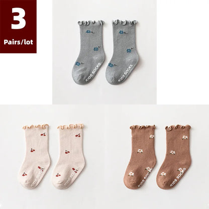 3 Pairs Anti-Slip Cotton Baby Socks