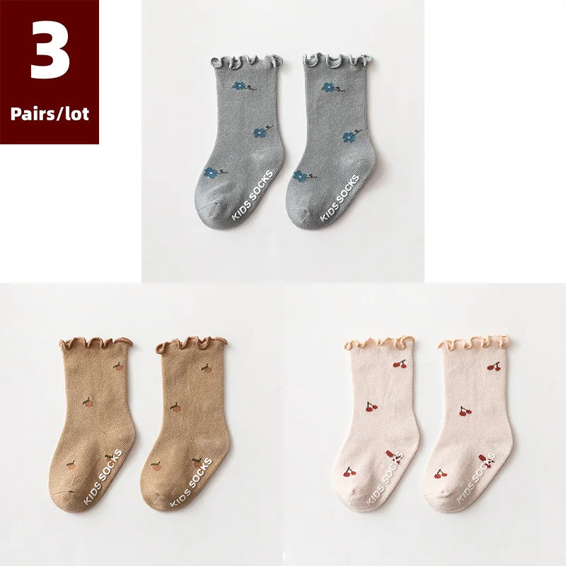 3 Pairs Anti-Slip Cotton Baby Socks