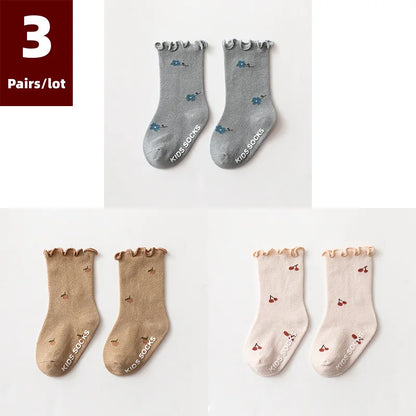 3 Pairs Anti-Slip Cotton Baby Socks