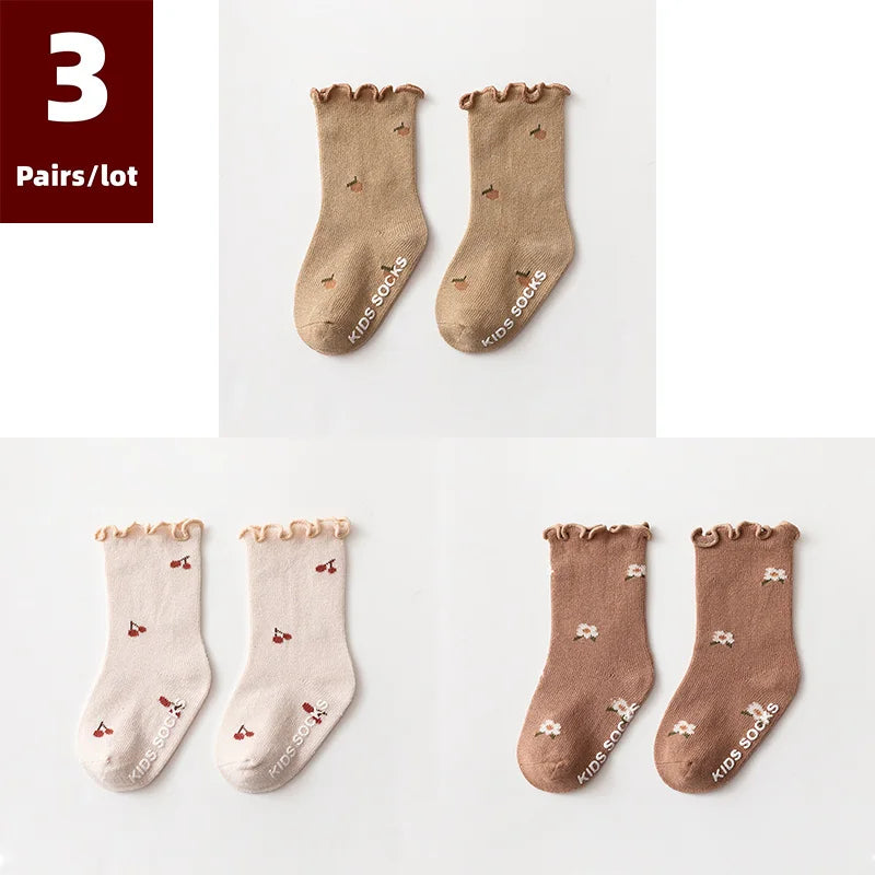 3 Pairs Anti-Slip Cotton Baby Socks