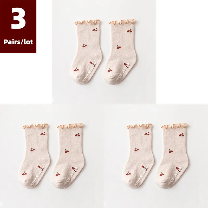 3 Pairs Anti-Slip Cotton Baby Socks