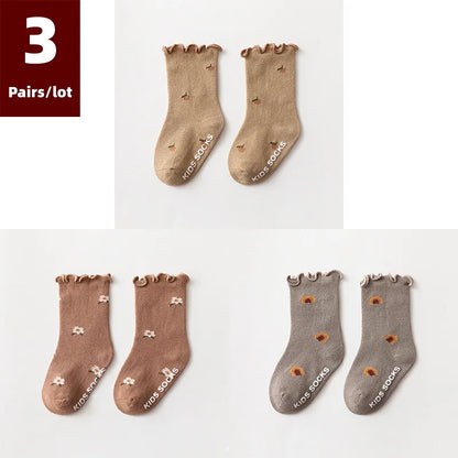 3 Pairs Anti-Slip Cotton Baby Socks