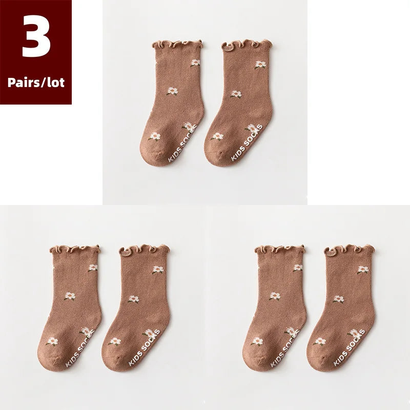 3 Pairs Anti-Slip Cotton Baby Socks