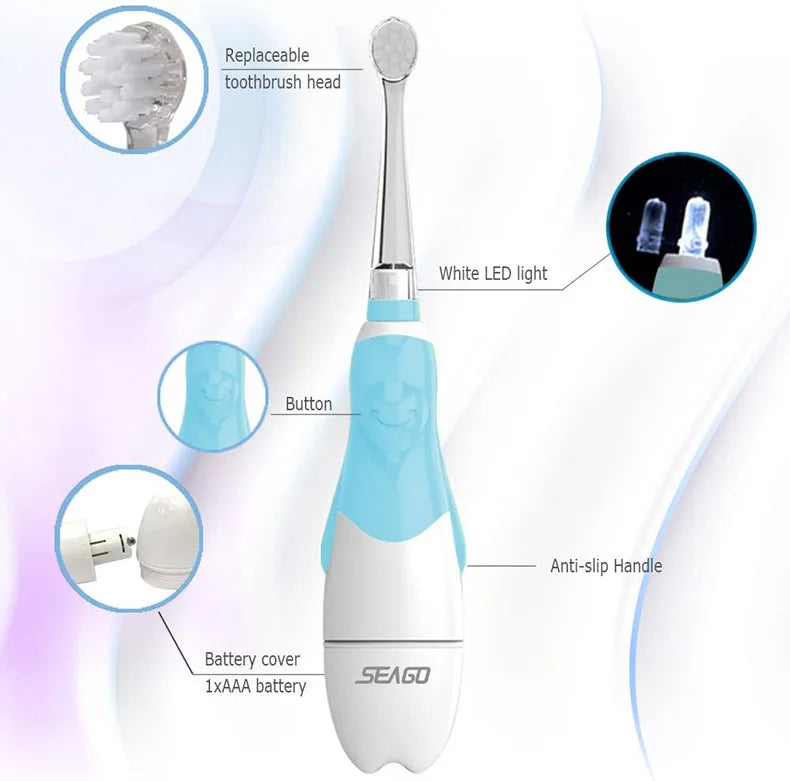 Seago Sonic Electric Toothbrush for Babies - LED, Smart Timer, & Waterproof