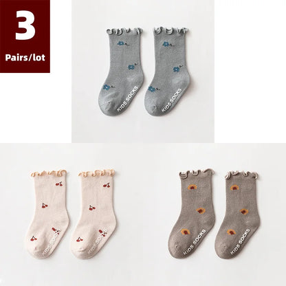 3 Pairs Anti-Slip Cotton Baby Socks