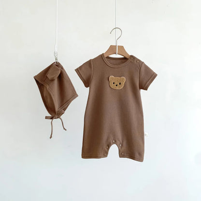 Summer Baby Bear Romper & Hat Set