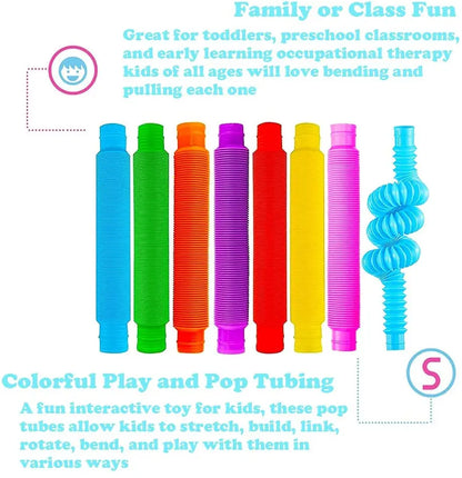 8-Pack Pop Tubes Fidget Toys for Stress Relief