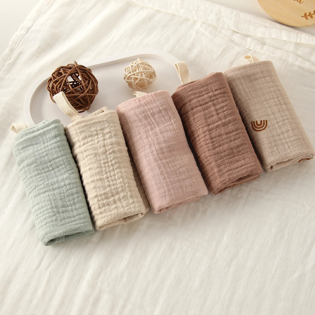 5Pcs Baby Cotton Washcloths & Burp Cloths