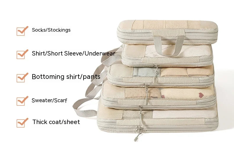 Compression Packing Cubes for Travel Suitcases - Lightweight, Expandable Organizers