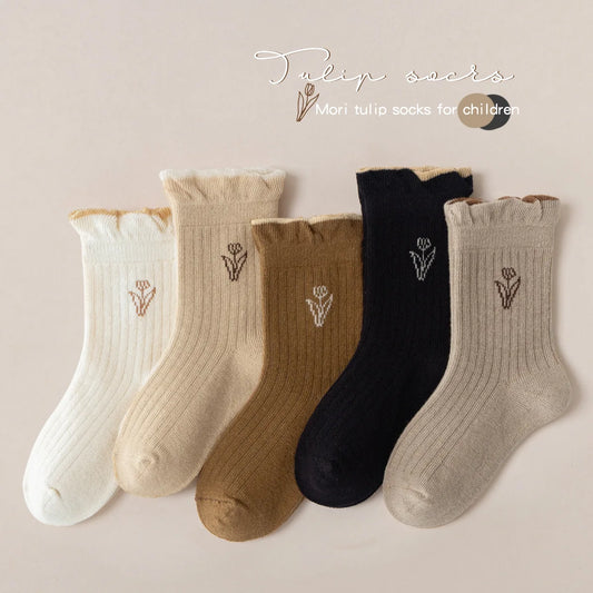 5 Pairs Princess Ruffle Cotton Socks