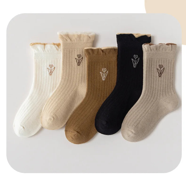 5 Pairs Princess Ruffle Cotton Socks