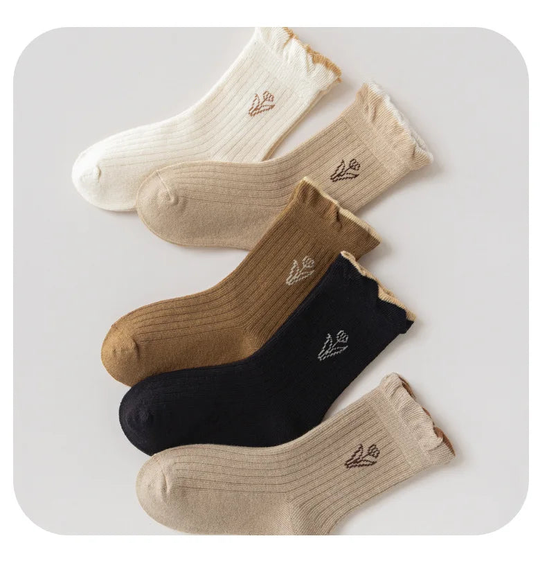 5 Pairs Princess Ruffle Cotton Socks