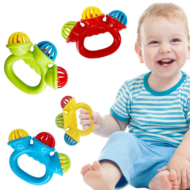 4PCS Baby Hand Rattle Ball Toys Newborn Grasping Hand Bell Sensory Toys Kids Safety Materials Toys for 0-24 Months Baby Children