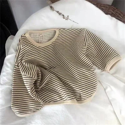 Lawadka Cotton Striped T-Shirt for Babies- Long Sleeve