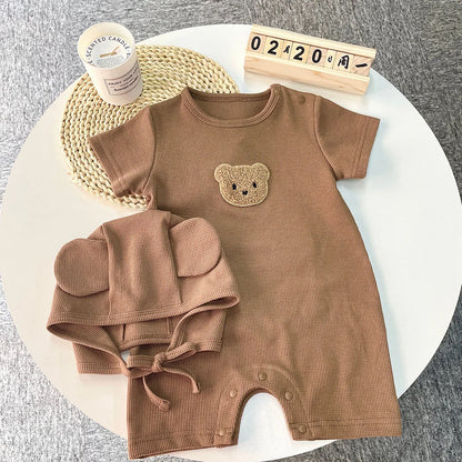 Summer Baby Bear Romper & Hat Set