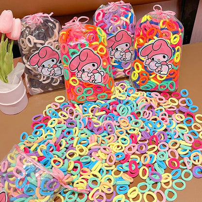 Colorful Nylon Hair Bands for Girls - Elastic Ponytail Holders & Scrunchies