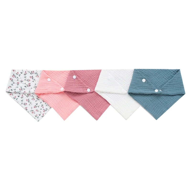 3/5 Pcs Muslin Baby Bibs & Face Towels