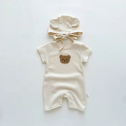 Summer Baby Bear Romper & Hat Set