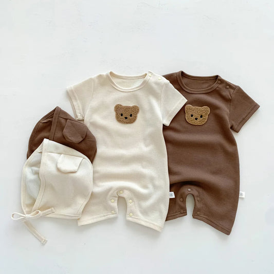 Summer Baby Bear Romper & Hat Set