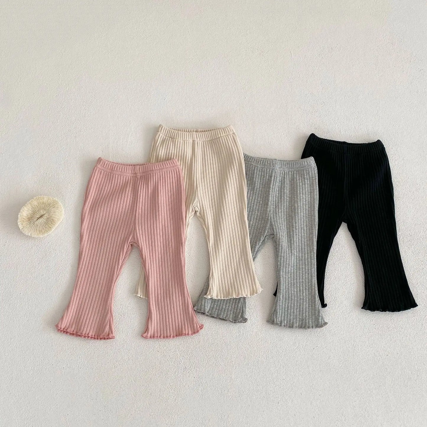 2025 Solid Flared Trousers for Girls - Stretch Cotton Leggings