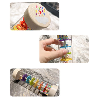 Baby Rain Stick Montessori Toys for Kids gift Rainbow Hourglass Music Rattle Baby Educational Toy Rainmaker Montessori Sensory