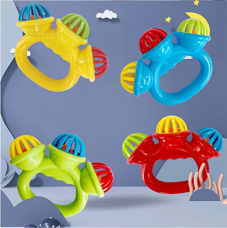 4PCS Baby Hand Rattle Ball Toys Newborn Grasping Hand Bell Sensory Toys Kids Safety Materials Toys for 0-24 Months Baby Children