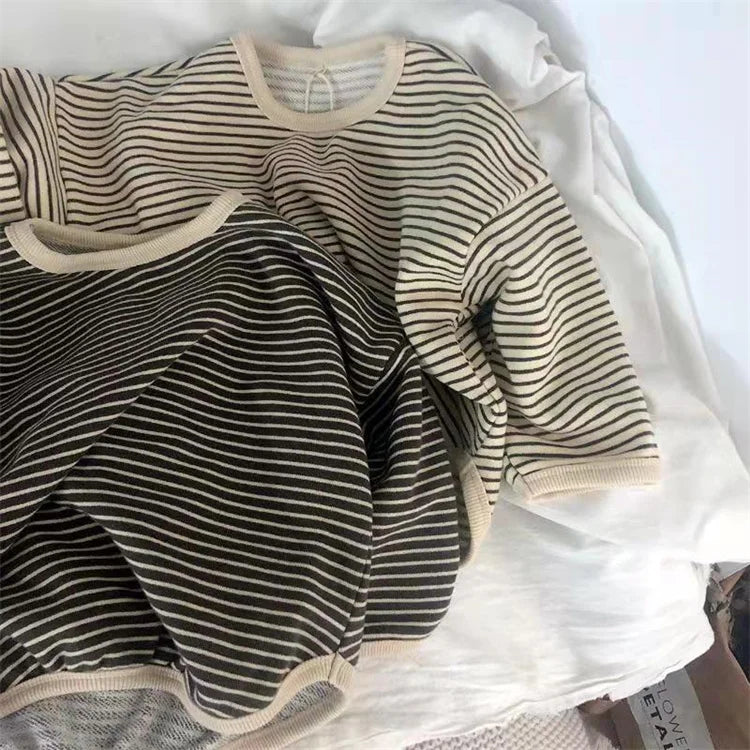 Lawadka Cotton Striped T-Shirt for Babies- Long Sleeve