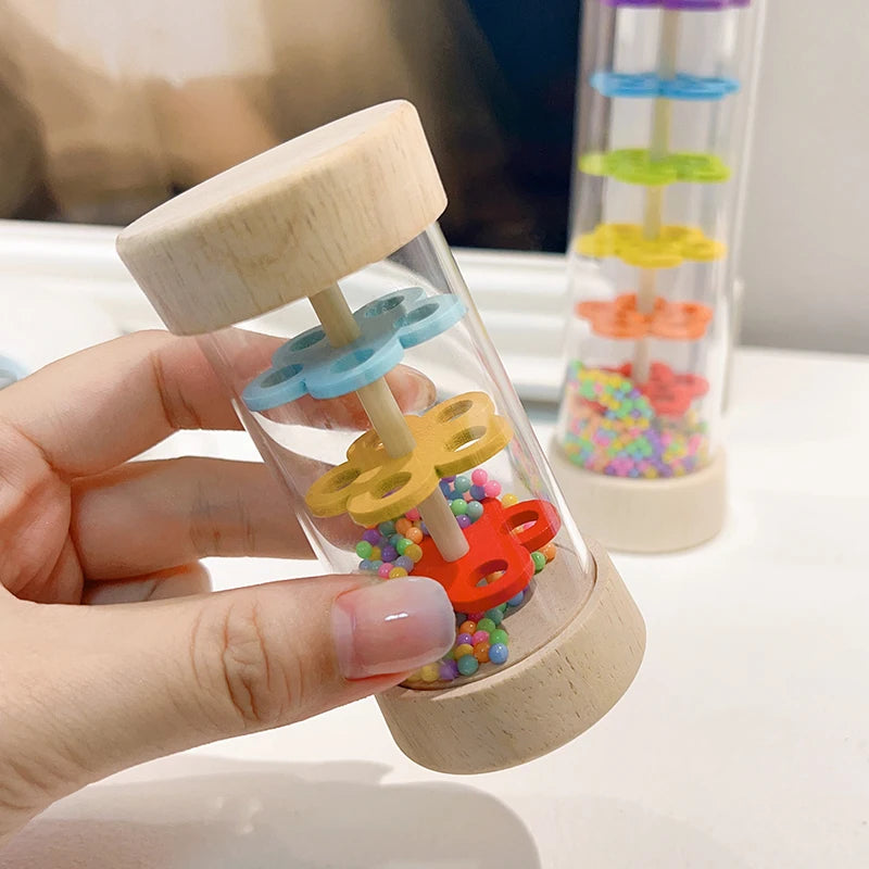 Baby Rain Stick Montessori Toys for Kids gift Rainbow Hourglass Music Rattle Baby Educational Toy Rainmaker Montessori Sensory