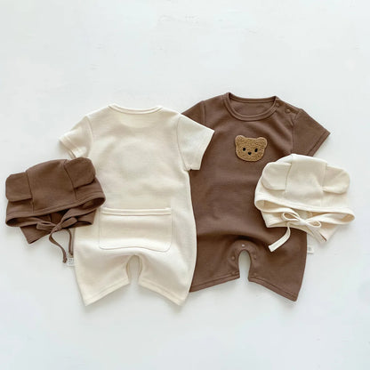 Summer Baby Bear Romper & Hat Set