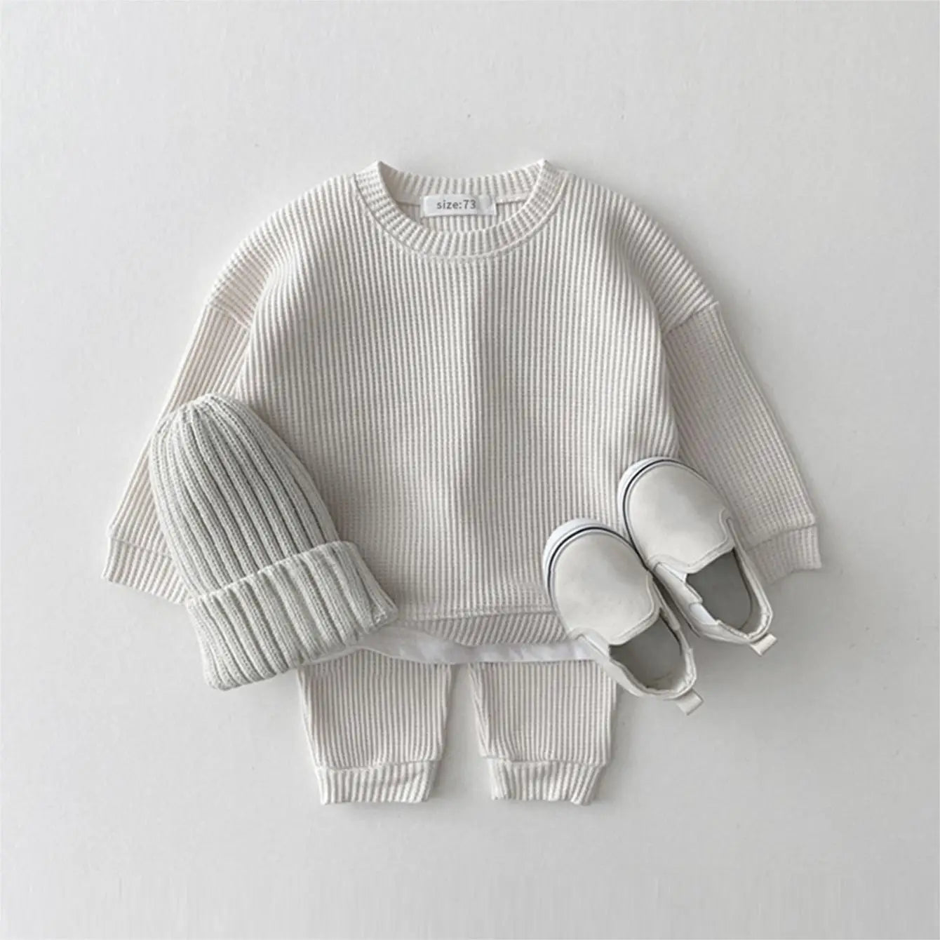 Korean Baby Waffle Cotton Clothing Set - 2PCS