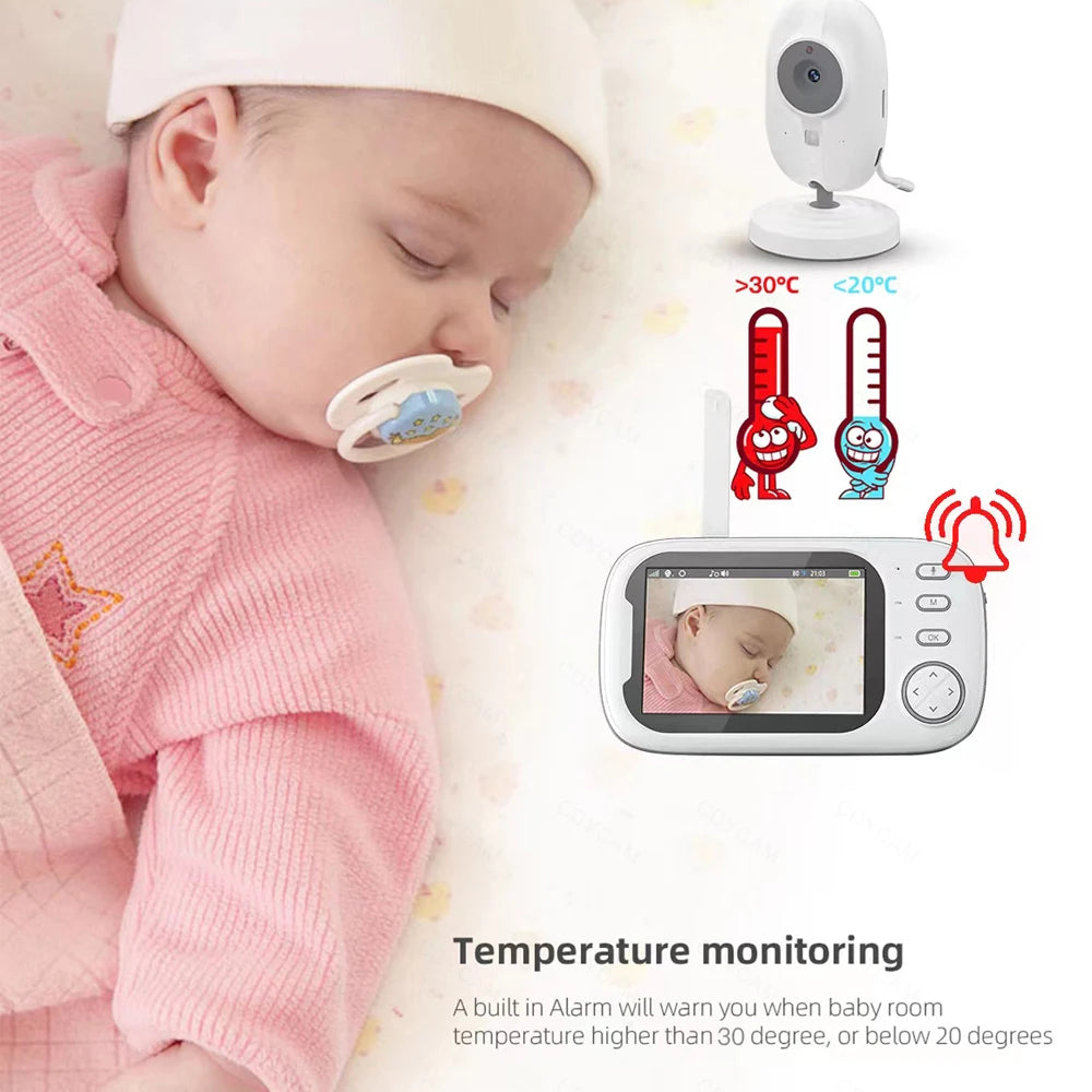 Cdycam Wireless Video Baby Monitor - 3.5 Inch, Night Vision & Temperature Monitoring