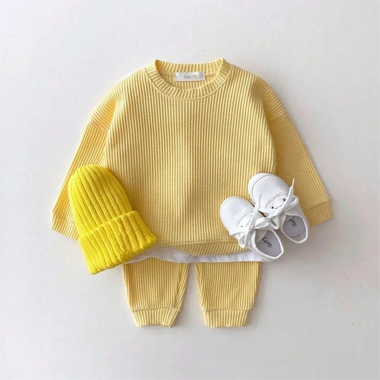 Korean Baby Waffle Cotton Clothing Set - 2PCS