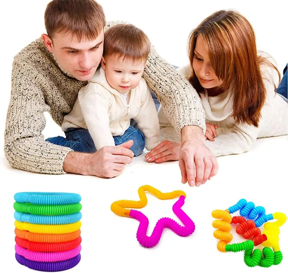 8-Pack Pop Tubes Fidget Toys for Stress Relief