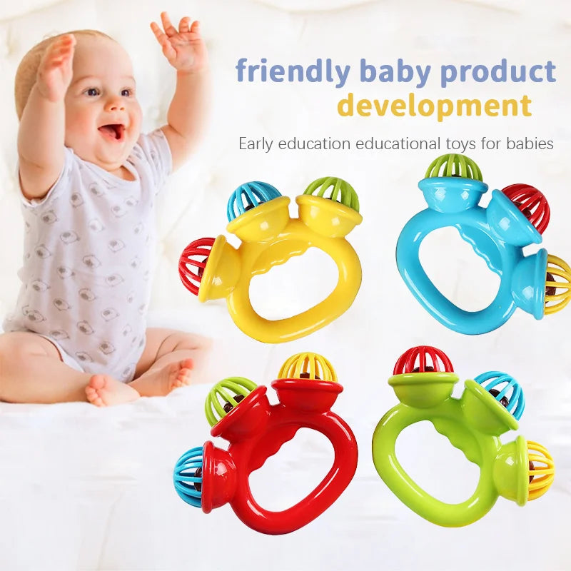 4PCS Baby Hand Rattle Ball Toys Newborn Grasping Hand Bell Sensory Toys Kids Safety Materials Toys for 0-24 Months Baby Children