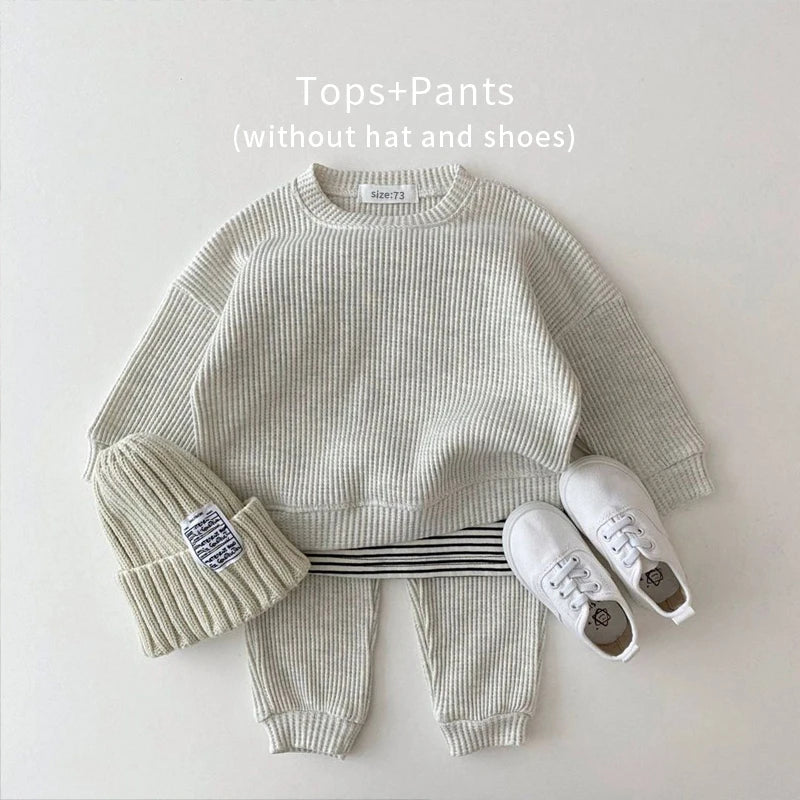 Korean Baby Waffle Cotton Clothing Set - 2PCS