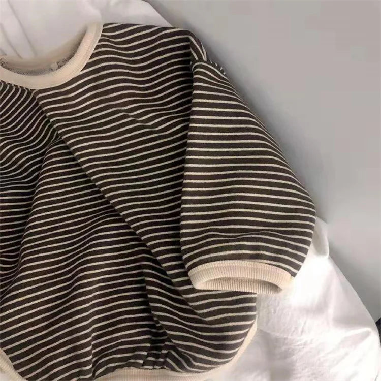 Lawadka Cotton Striped T-Shirt for Babies- Long Sleeve