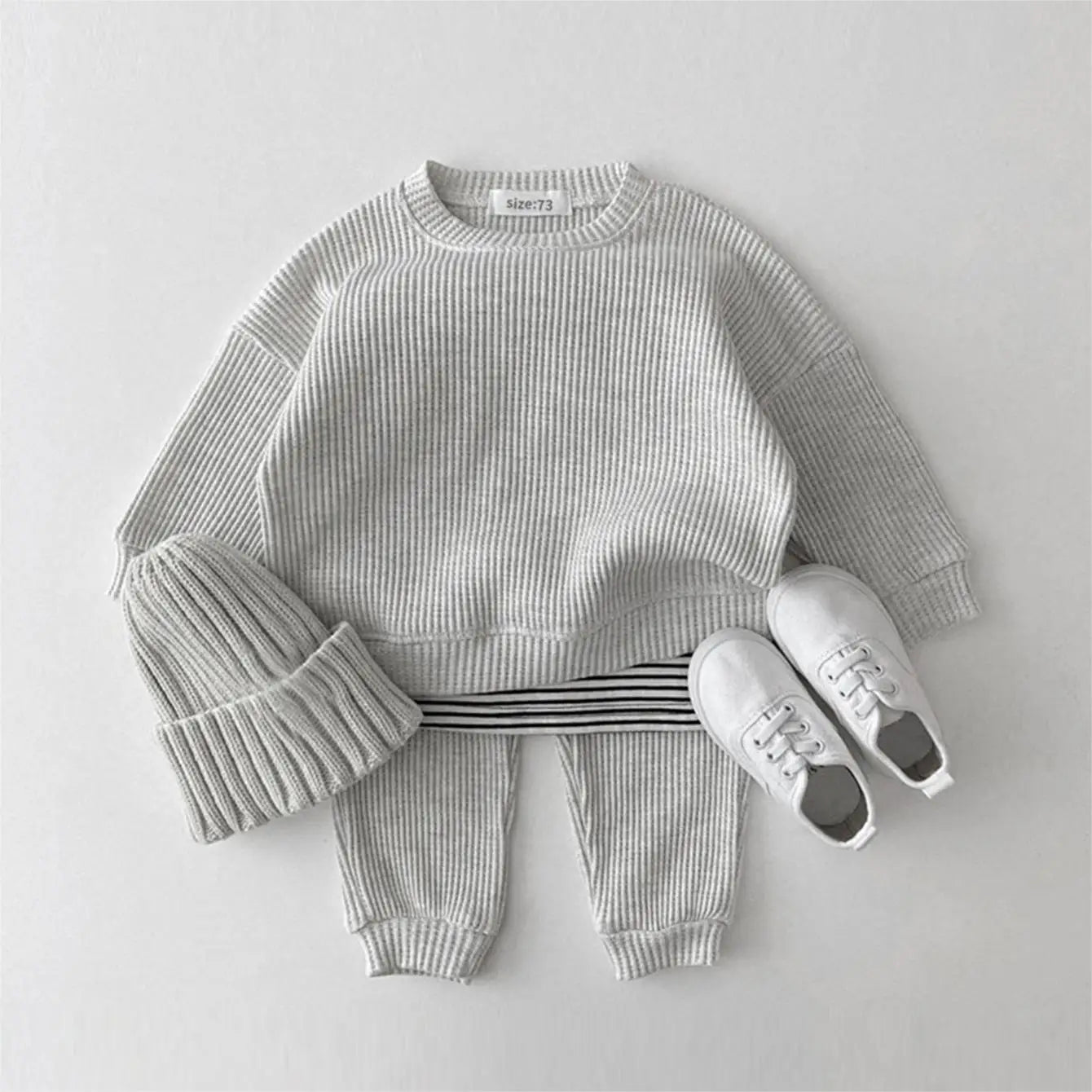 Korean Baby Waffle Cotton Clothing Set - 2PCS