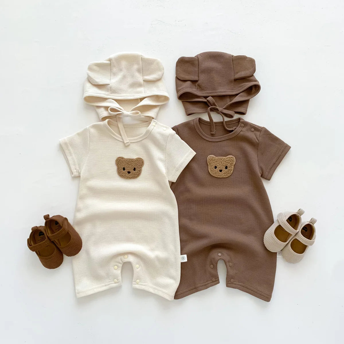 Summer Baby Bear Romper & Hat Set