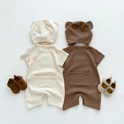 Summer Baby Bear Romper & Hat Set